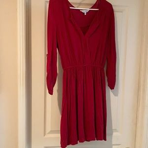 Red mid sleeve dress